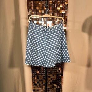 Topshop Blue Wash Denim Polka Dot Skirt Size 28